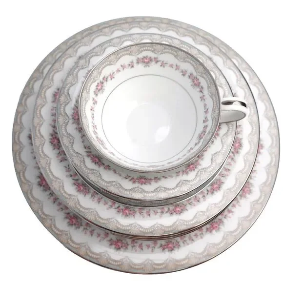 Vtg Noritake China Glenwood Dinnerware 7 Piece Place Setting for one #5770 Japan - Picture 6 of 16